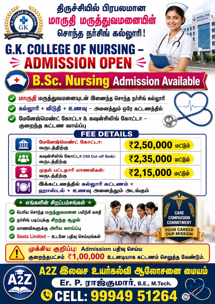 Nehru College of Nursing Trichy - B.Sc Nursing Single Package